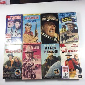 LOT OF 8 JOHN WAYNE WESTERNS - VHS TAPES - 14a2 2x